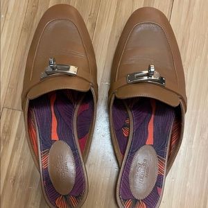 Hermès OZ leather mules gold color